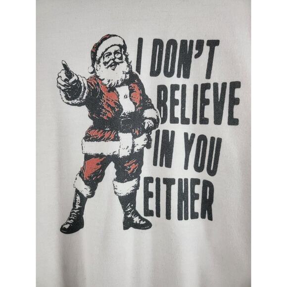 Gildan Heavy Blend Sarcastic Santa Sweatshirt XL Womens White Long Sleeve Crew - Picture 4 of 6